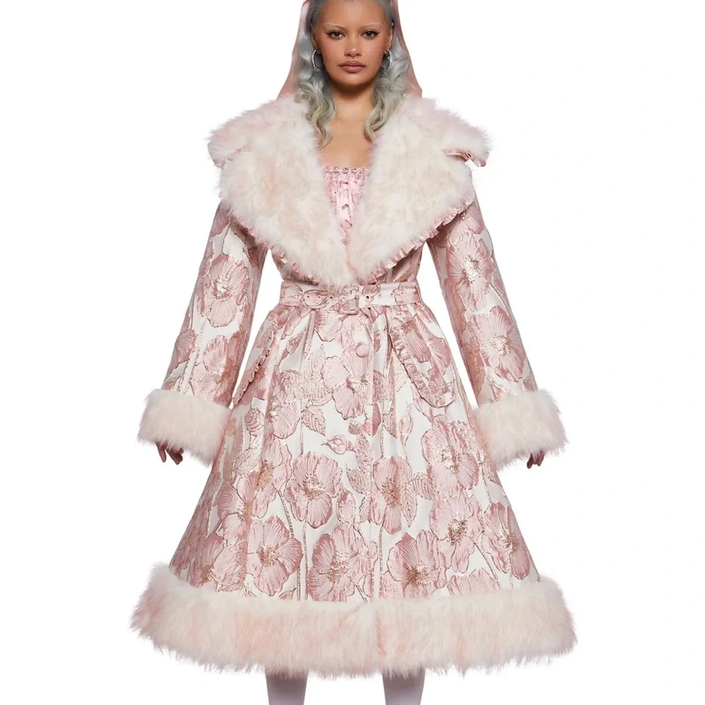 Sugar Thrillz FLORAL FANCIES JACQUARD COAT - Picture 5 of 5